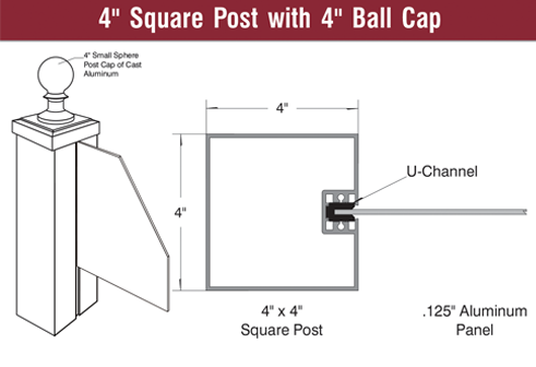 4  Square Post with 4  Ball Cap v3