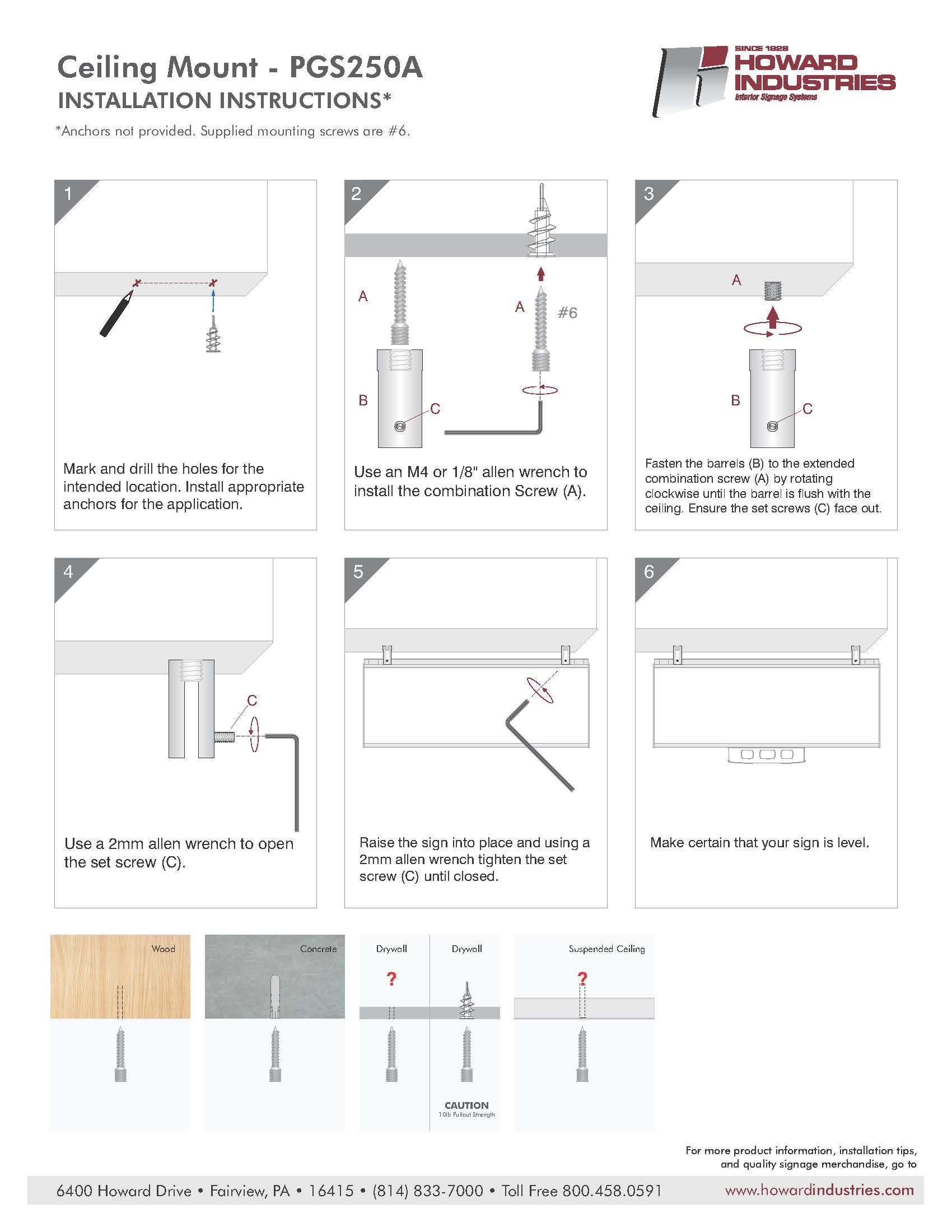 Ceiling Mount PGS250A