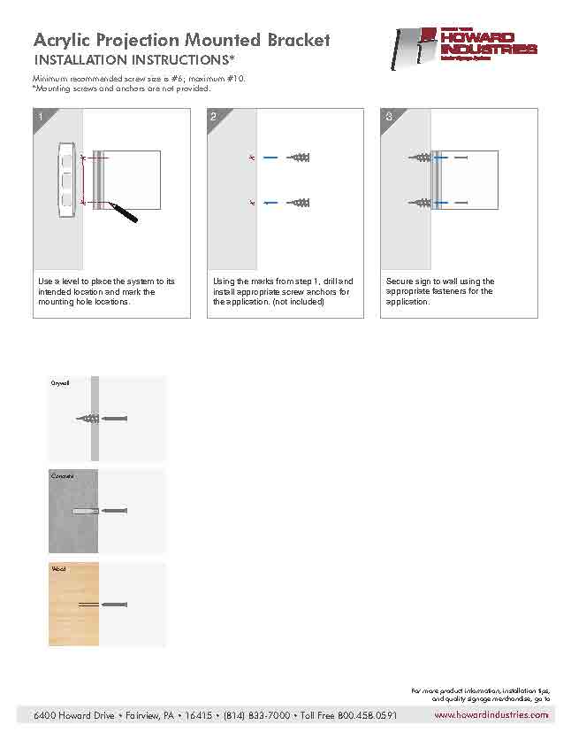 Acrylic Projection Mount Bracket