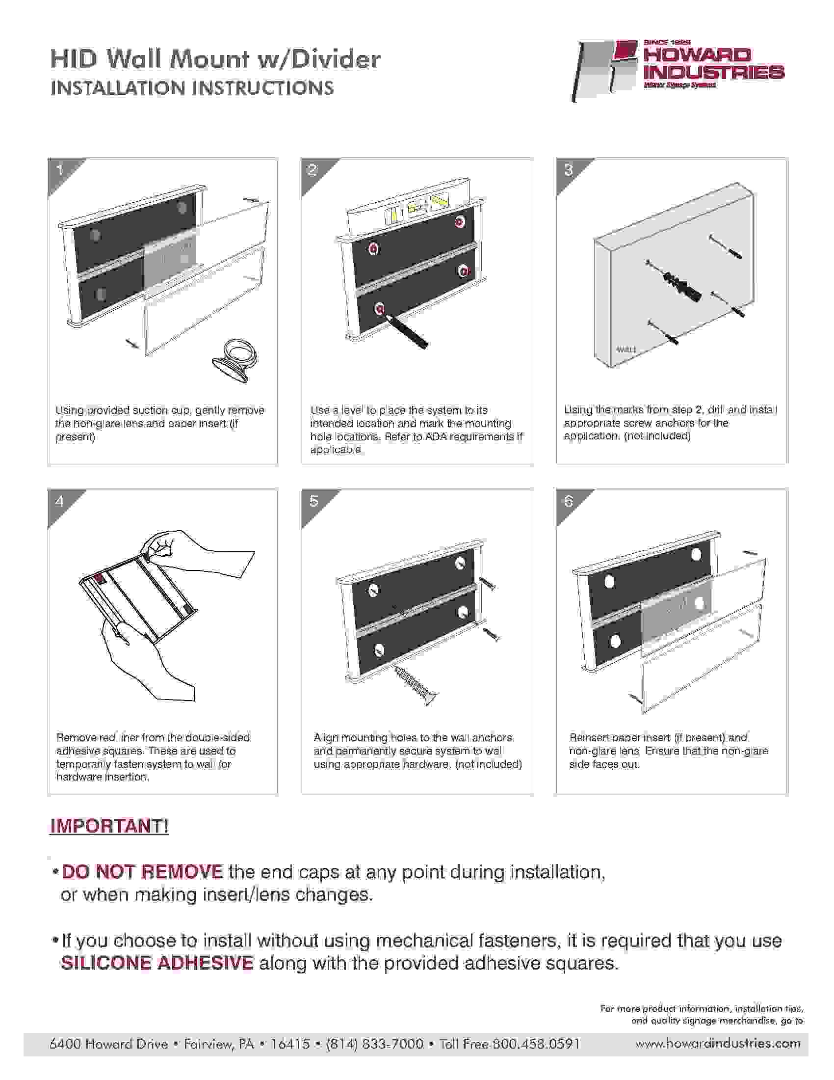 HID Installation Wall Mount wDivider