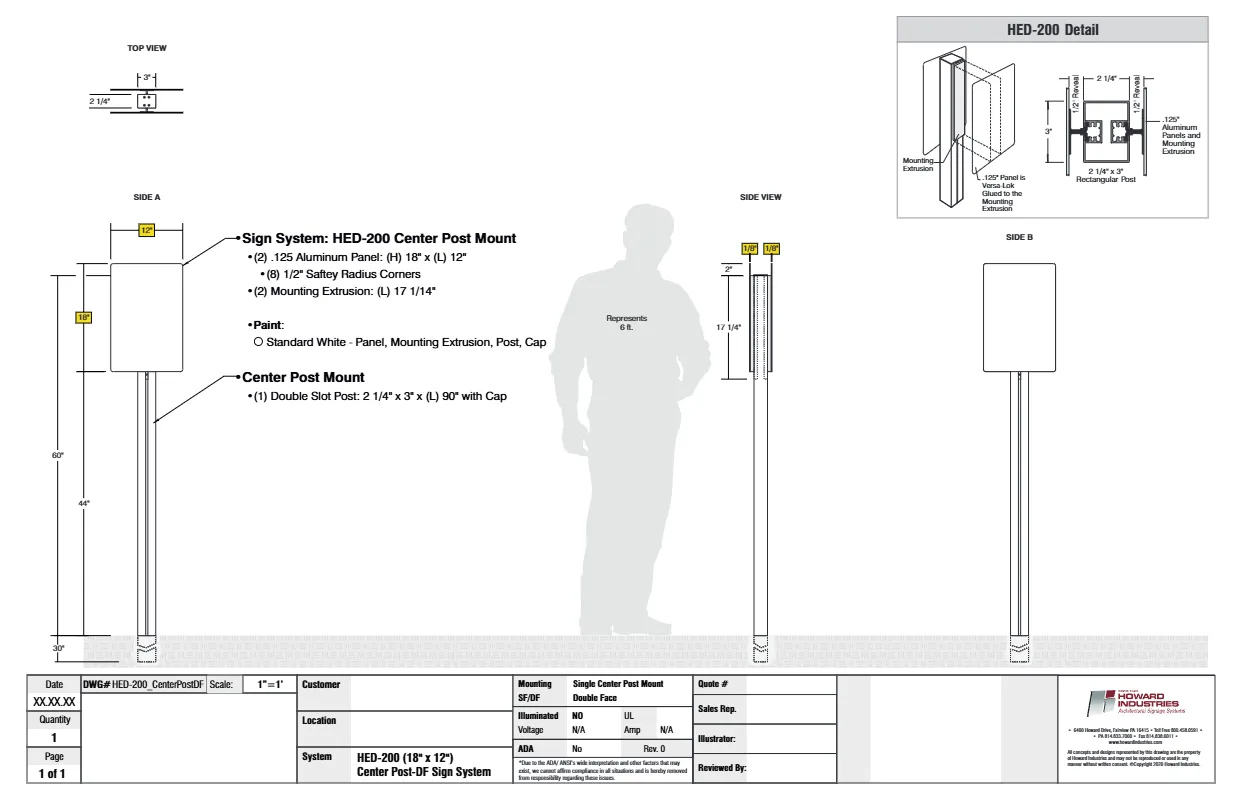 HED 200 Center Post DF