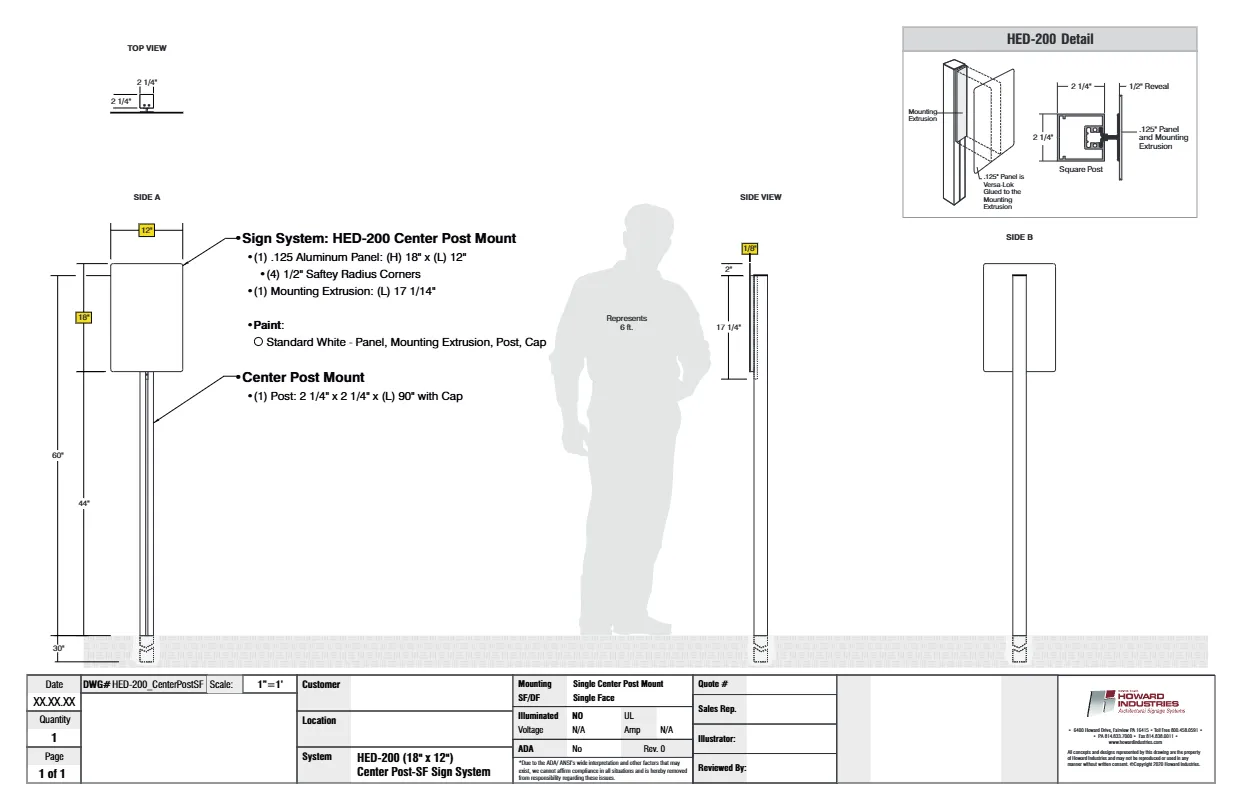 HED 200 Center Post SF