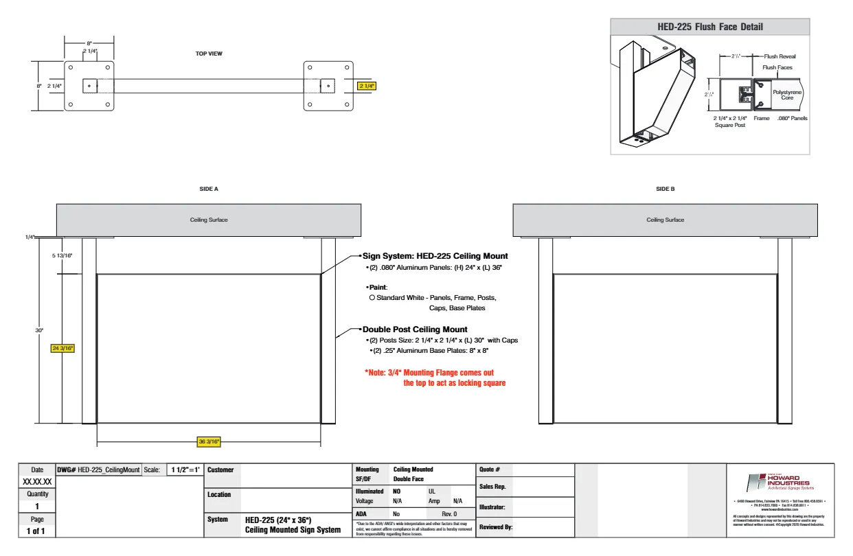 HED 225 Ceiling Mount