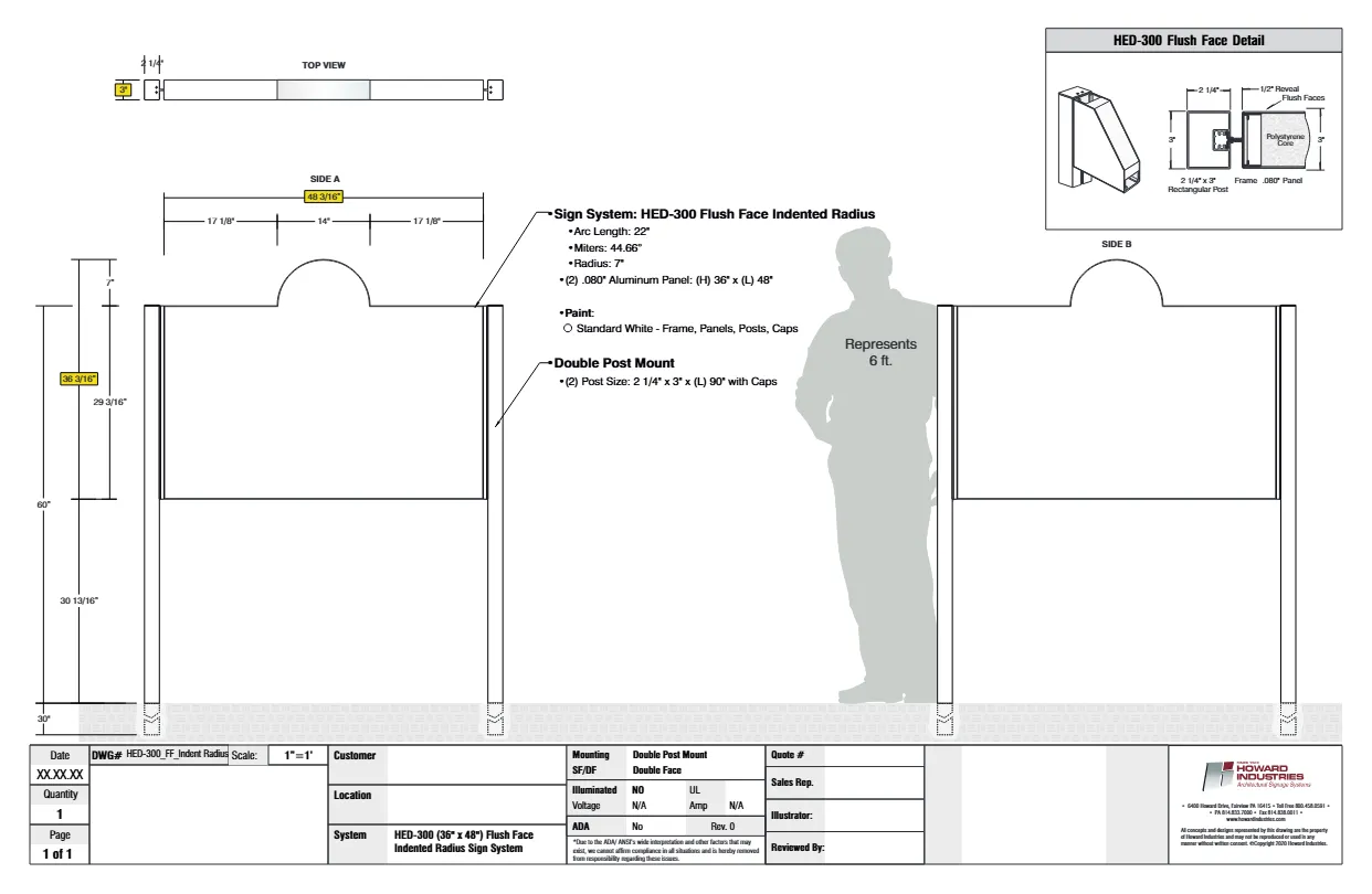 HED 300 Flush Face Indented Radius