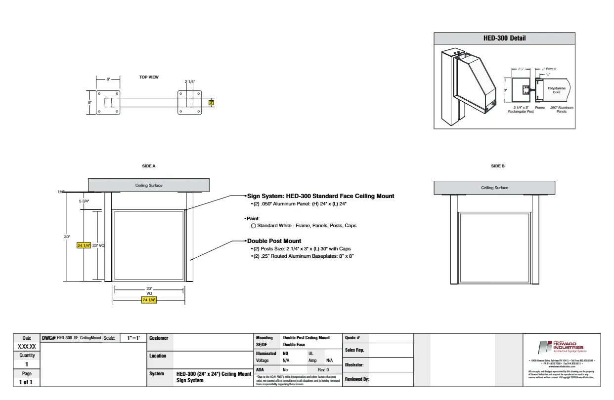 HED 300 Standard Face Ceiling Mount
