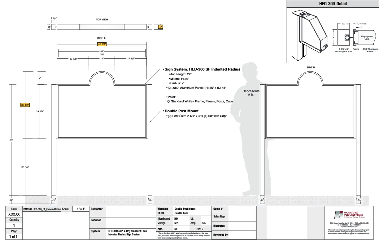 HED 300 Standard Face Indented Radius