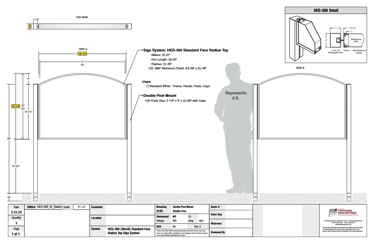 HED 300 Standard Face Radius Top