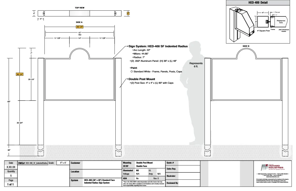 HED 400 Standard Face Indented Radius