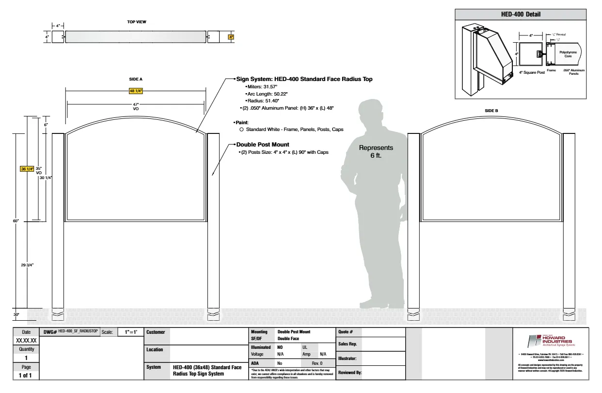 HED 400 Standard Face Radius Top