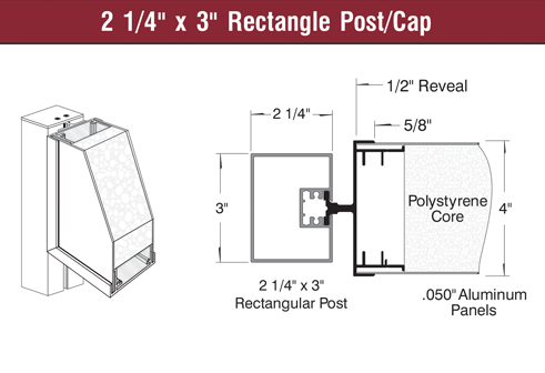 2 1 4  x 3  Rectangle Post Cap