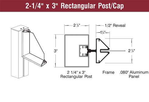 2 1 4  x 3  Rectangular Post Cap