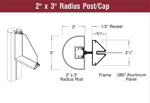2  x 3  Radius Post Cap