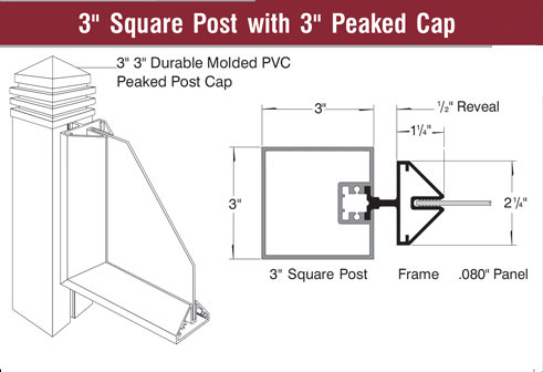 3  Square Post with 3  Peaked Cap copy