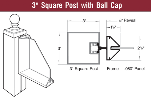 3  Square Post with 3  Peaked Cap