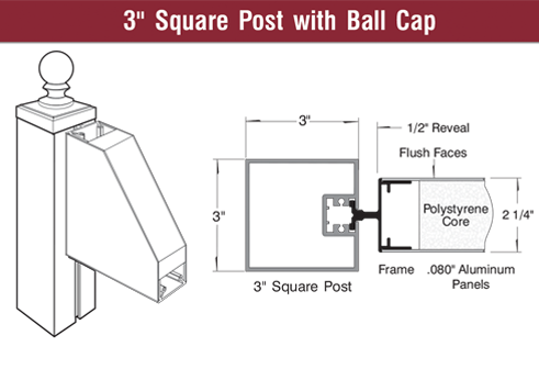 3  Square Post with Ball Cap v3