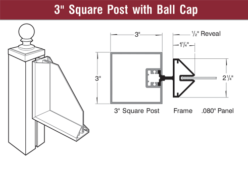 3  Square Post with Ball Cap