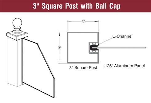 3  Square Post with Ball Cap 