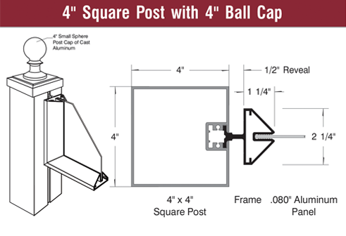4  Square Post with 4  Ball Cap v2